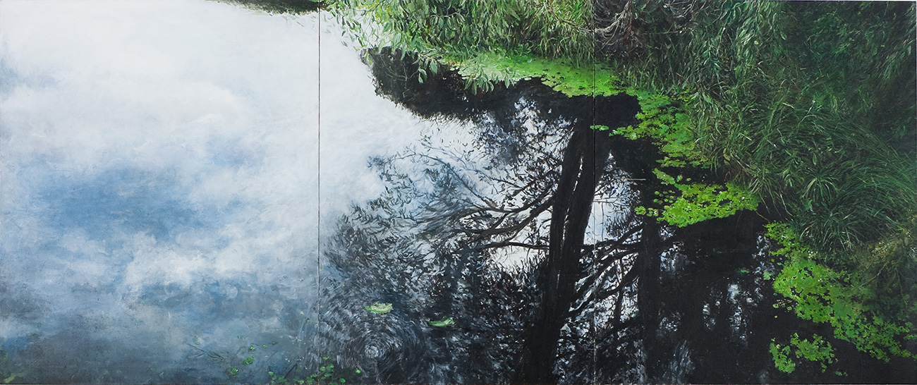 LUSTRO, 2013, akryl na płótnie, 120 x 280 cm