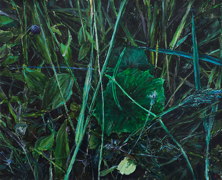 TRAWA 18, 2015, akryl na płótnie, 32,5 x 40 cm