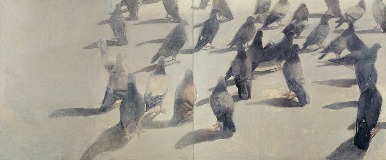 KRÓTKI SEN, 1996, akryl na płótnie, 100 x 260 cm