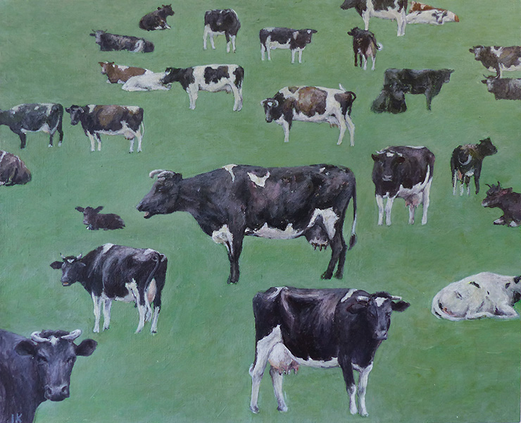 KROWY 3, 2019, akryl na płótnie, 32,5 x 40 cm