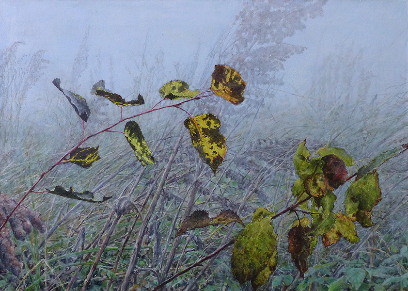LIŚCIE 3, 2021, akryl na płótnie, 50x70 cm
