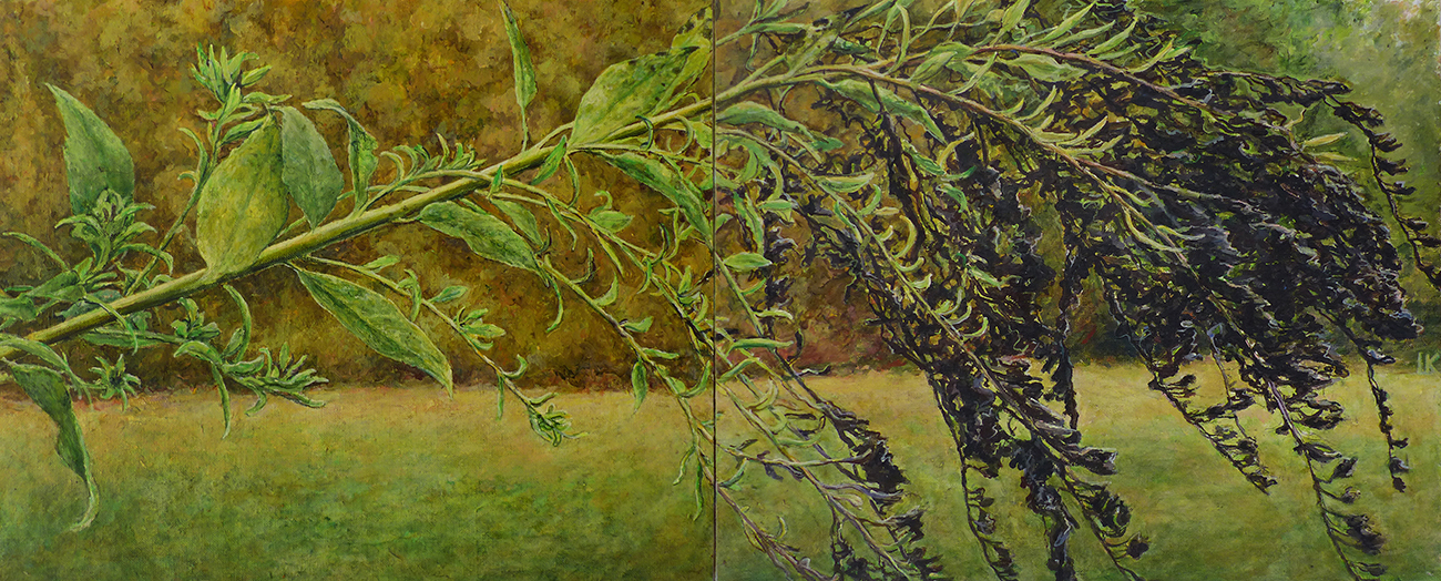 NAWŁOĆ, 2021, akryl na płótnie, 32,5x80 cm