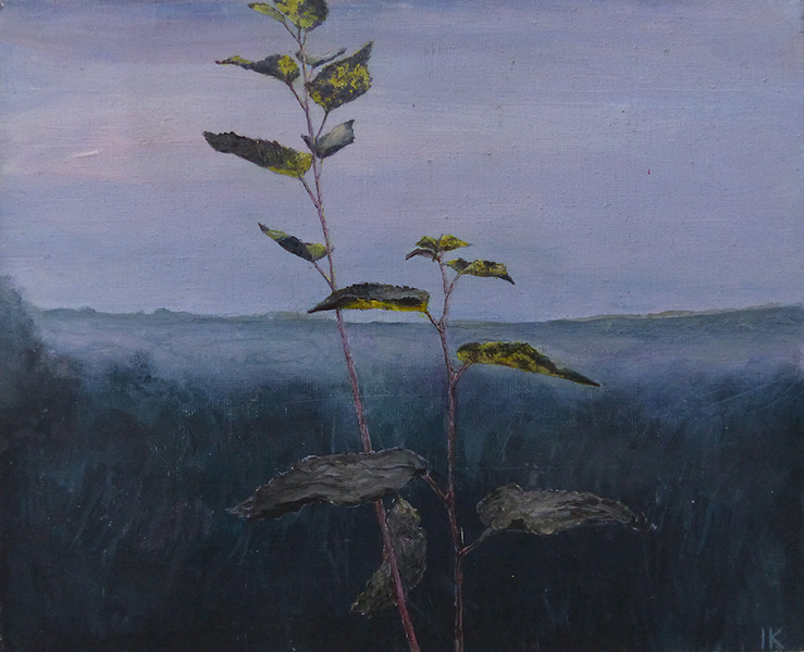LIŚCIE 4 2022, akryl na płótnie, 32,5x40 cm