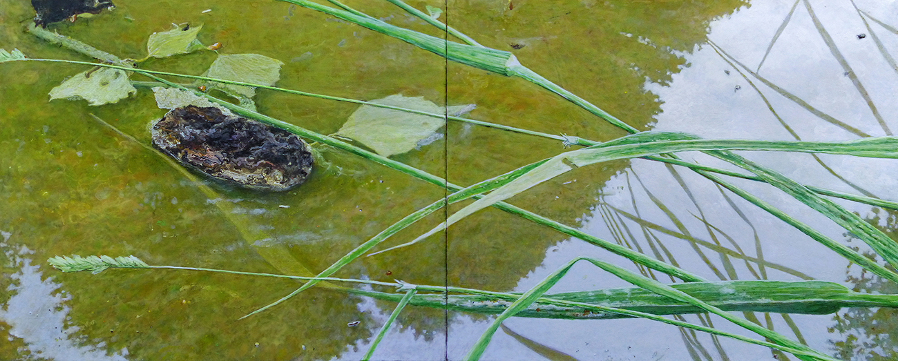 THE PUDDLE 2, 2021/23, acrylic on canvas, 32,5x80 cm