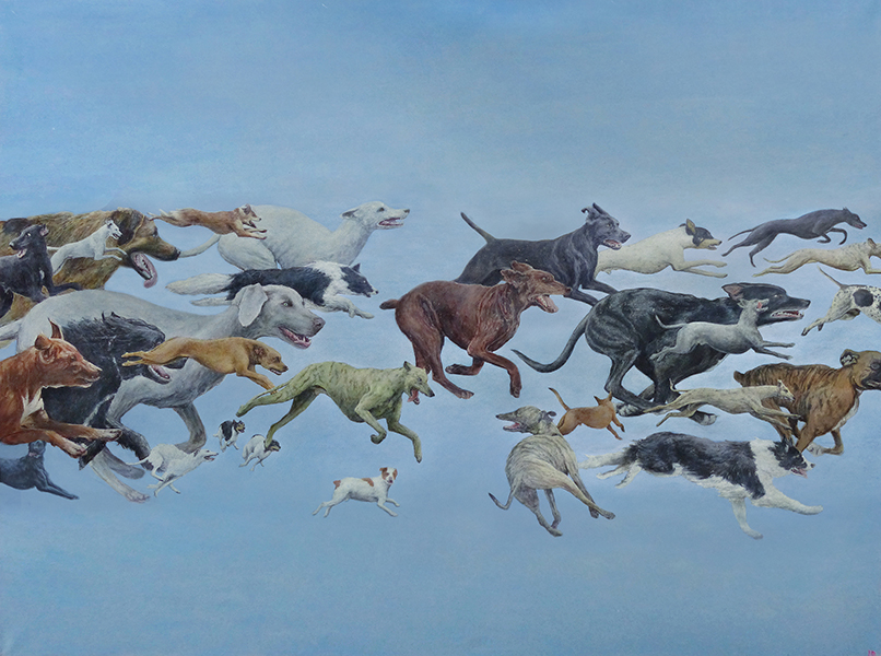 THE DOGS 2, 1998/2024, acrylic on canvas, 130×170 cm